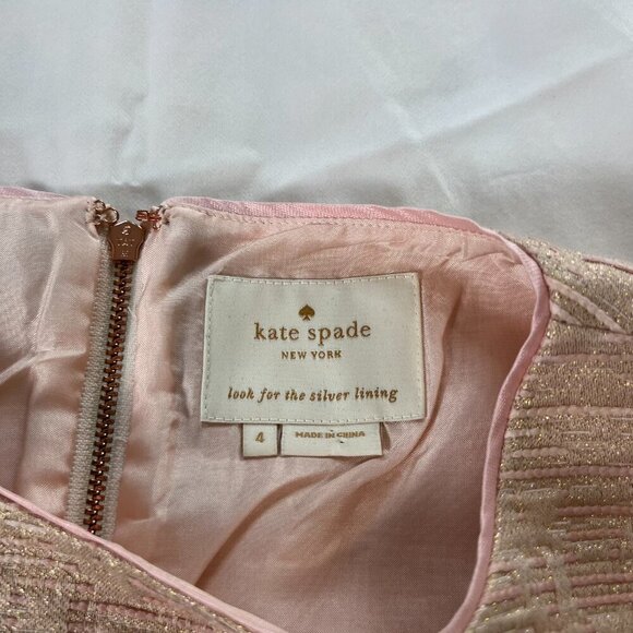 Kate Spade Light Pink Metallic Gold Shimmer Sleeveless Pencil Dress | Size 4 - Picture 4 of 7